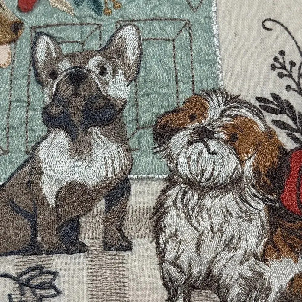 Pier 1 One Embroidered Autumn Dog French Bulldog Golden Retriever 15